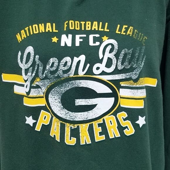 VINTAGE 1990s NFL Green Bay Packers Green Yellow Oversized Pullover Hoodie Large - Picture 9 of 14